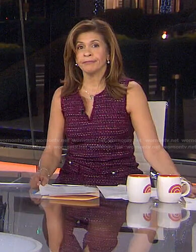 Hoda’s burgundy tweed dress on Today