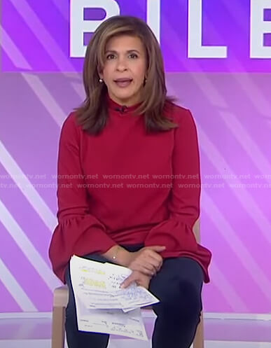 Hoda’s red bell sleeve top on Today