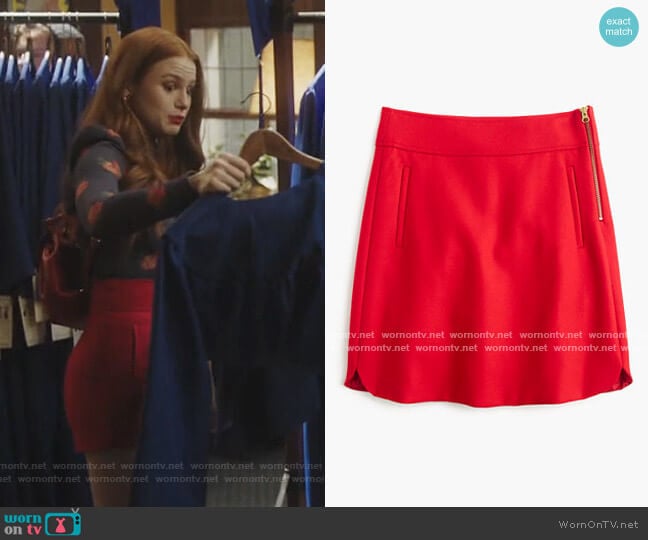 Double-serge Wool Mini Skirt by J. Crew worn by Cheryl Blossom (Madelaine Petsch) on Riverdale