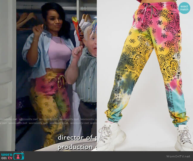 Jaded London Tie Dye Paisley Print Joggers worn by Randi (Kyla Pratt) on Call Me Kat