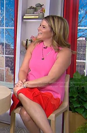 Jenna’s pink and red sleeveless dress on Today