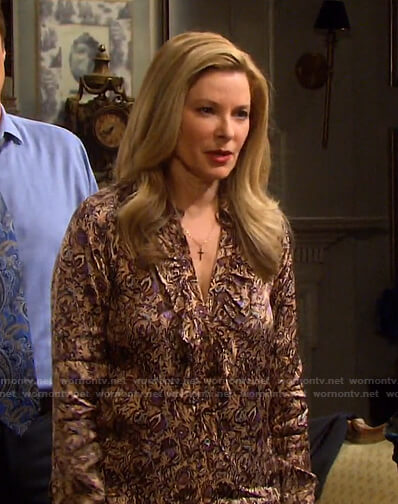 Jennifer’s beige floral blouse on Days of our Lives