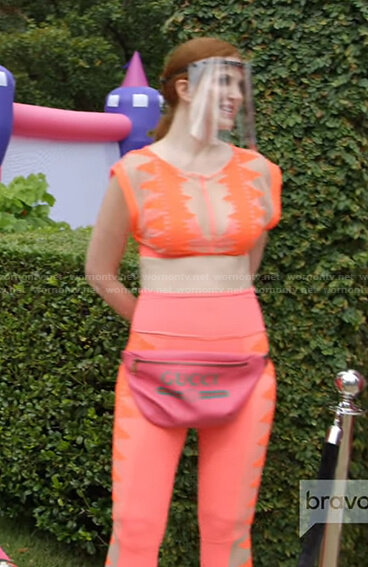Jennifer’s pink mesh cropped top and leggings on The Real Housewives of Dallas
