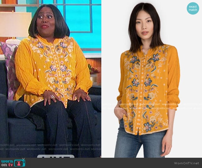 Tove Blouse by Johnny Was worn by Sheryl Underwood on The Talk