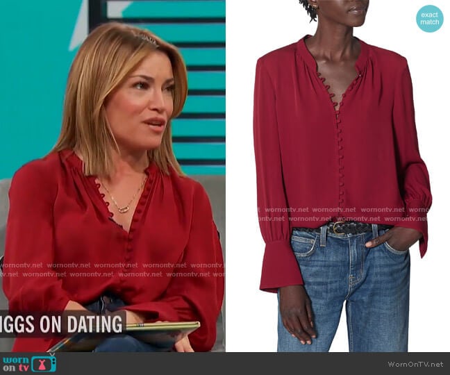 Tariana Silk Blouse by Joie worn by Kit Hoover on Access Hollywood