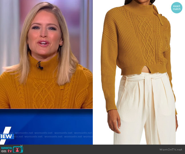 WornOnTV: Sara’s mustard cable knit sweater on The View | Sara Haines ...