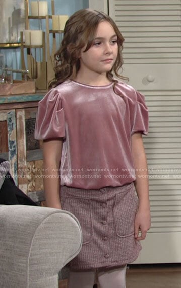 Katie's pink velvet top on The Young and the Restless