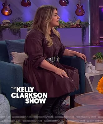 Kelly’s burgundy lace inset dress on The Kelly Clarkson Show