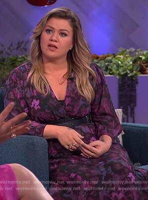 Kelly’s purple floral maxi dress on The Kelly Clarkson Show