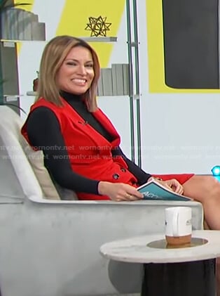 Kit’s red sleeveless blazer dress on Access Hollywood