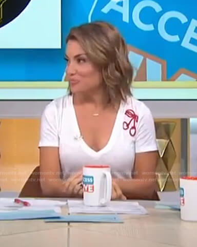 Kit’s  Cherry embroidered v-neck tee on Access Hollywood