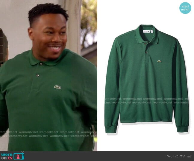 Lacoste Classic Long Sleeve Pique Polo Shirt worn by Marty (Marcel Spears) on The Neighborhood