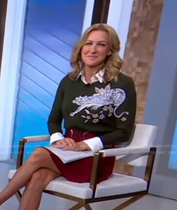 Lara’s green cheetah print sweater on Good Morning America