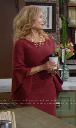 Lauren’s red bell sleeve dress on The Young and the Restless