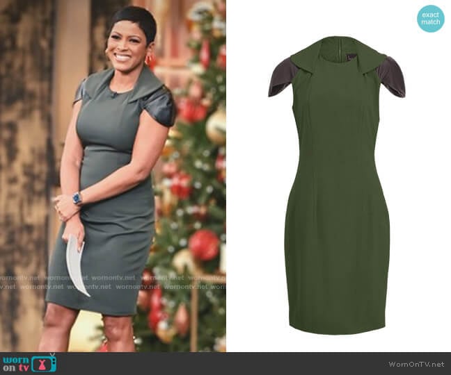 Layo G The Zip Collar Dress in Hunter worn by Tamron Hall on Tamron Hall Show