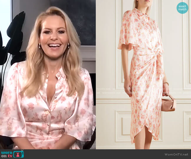 Floral-Print Wraparound Dress by Les Reveries worn by Candace Cameron Bure on E! News