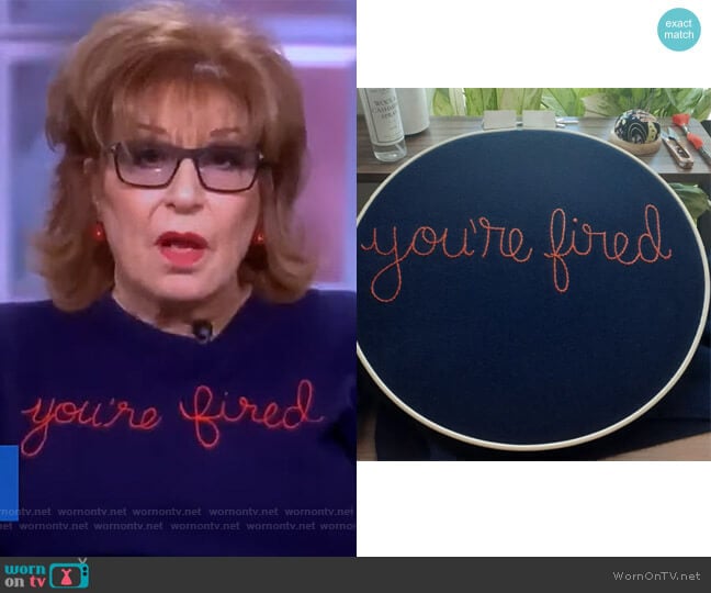 You're Fired Sweater by Lingua Franca worn by Joy Behar on The View