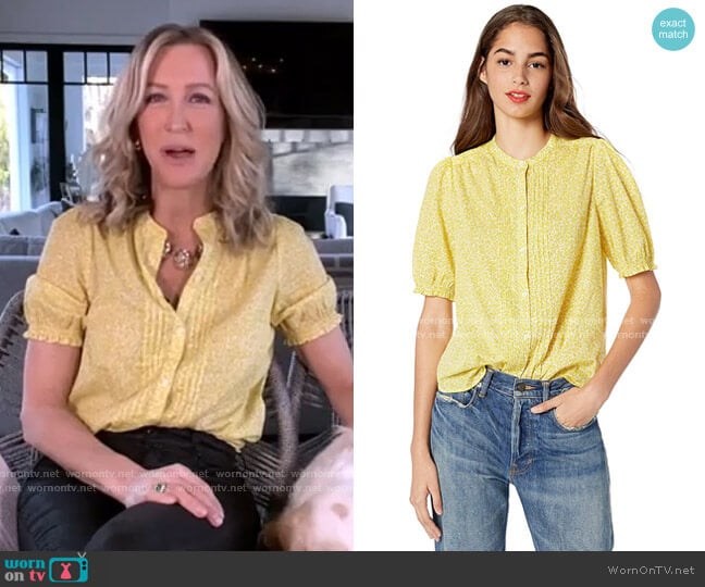 Dakota Ruffle Sleeve Top by Lucky Brand worn by Lara Spencer on Good Morning America