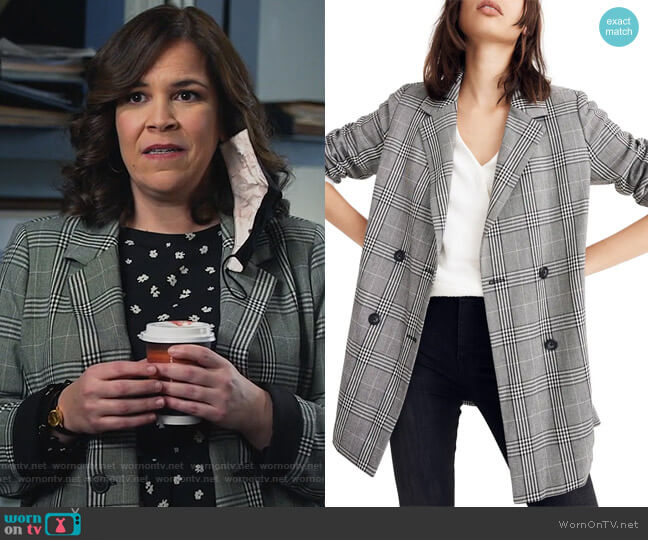 Caldwell Plaid Double Breasted Blazer by Madewell worn by Sara Castillo (Lindsay Mendez) on All Rise