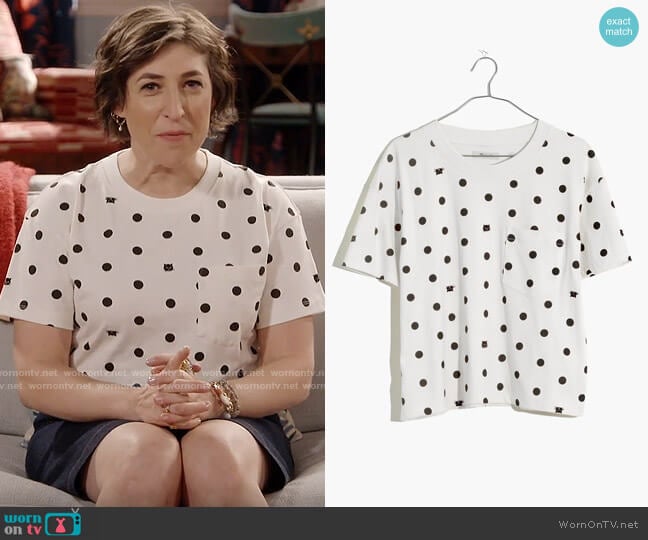 Madewell Tilda Cat Dot Tee worn by Kat Silver (Mayim Bialik) on Call Me Kat