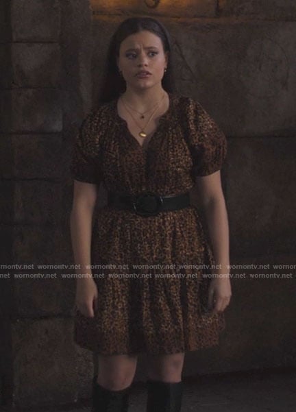 Maggie's leopard print short sleeve dress on Charmed