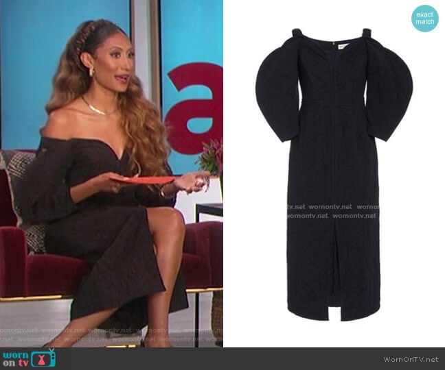 Leonara Off-The-Shoulder Jacquard Dress by Mara Hoffman worn by Elaine Welteroth on The Talk