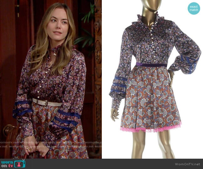 Marc Jacobs Printed Babydoll Dress worn by Hope Logan (Annika Noelle) on The Bold and the Beautiful