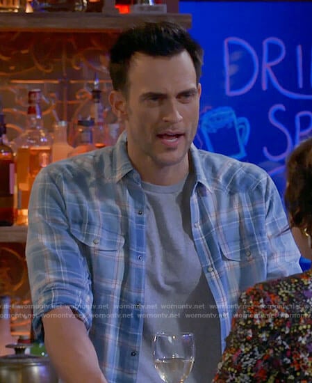 Max's blue plaid shirt on Call Me Kat