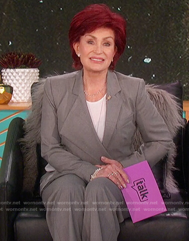Sharon's gray belted blazer on The Talk