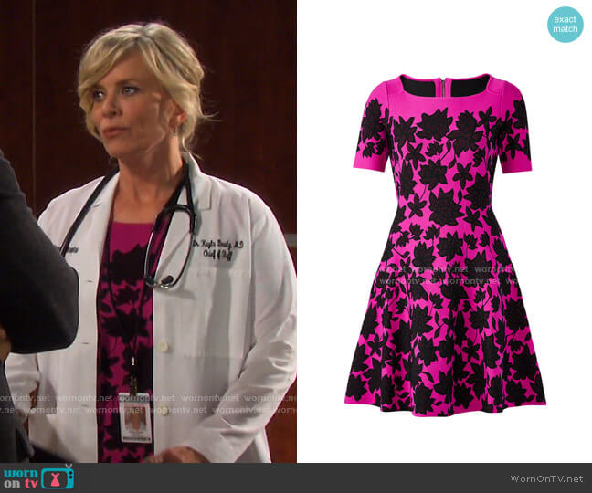 Lace Jacquard Fit-&-Flare Dress by Milly worn by Kayla Brady (Mary Beth Evans) on Days of our Lives