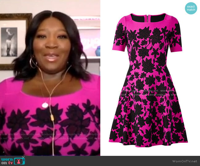 Lace Jacquard Fit-&-Flare Dress by Milly worn by Bevy Smith on GMA