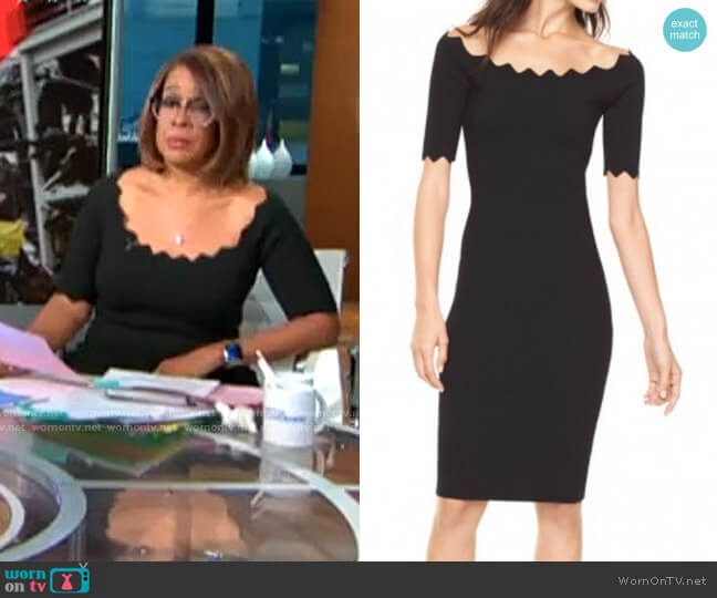 Milly Pointed Scallop Fitted Dress worn by Gayle King on CBS Mornings