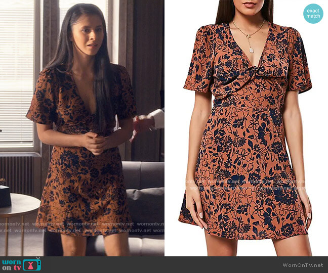 Missguided Floral-Print Twist-Front Mini Dress worn by June Park (Daniela Norman) on Tiny Pretty Things