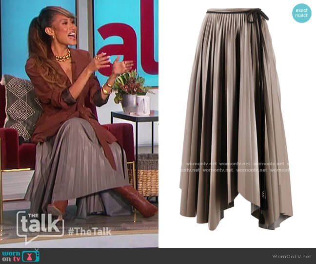 Asymmetric Pleated Skirt by Nanushka worn by Elaine Welteroth on The Talk