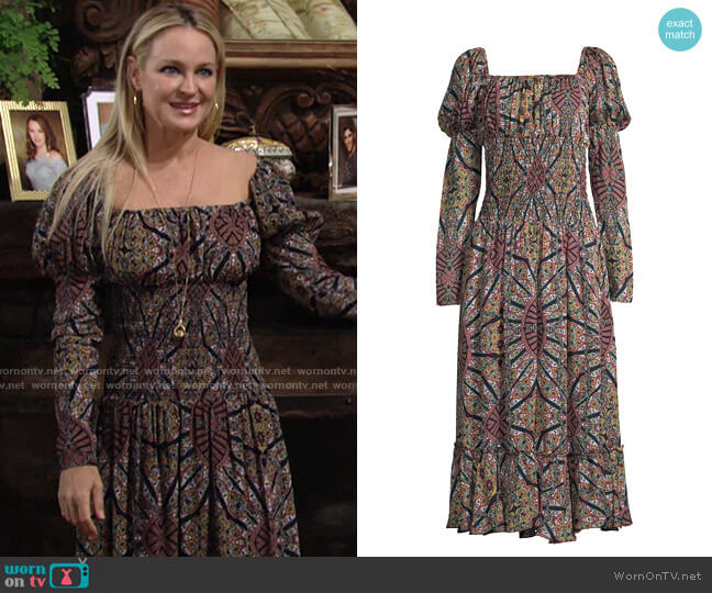WornOnTV: Sharon’s printed square neck puff-sleeve dress on The Young ...