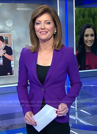 Norah's purple blazer on CBS Evening News