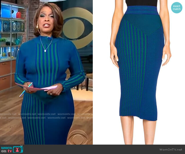 WornOnTV: Gayle King’s green and blue striped knit top and skirt set on ...