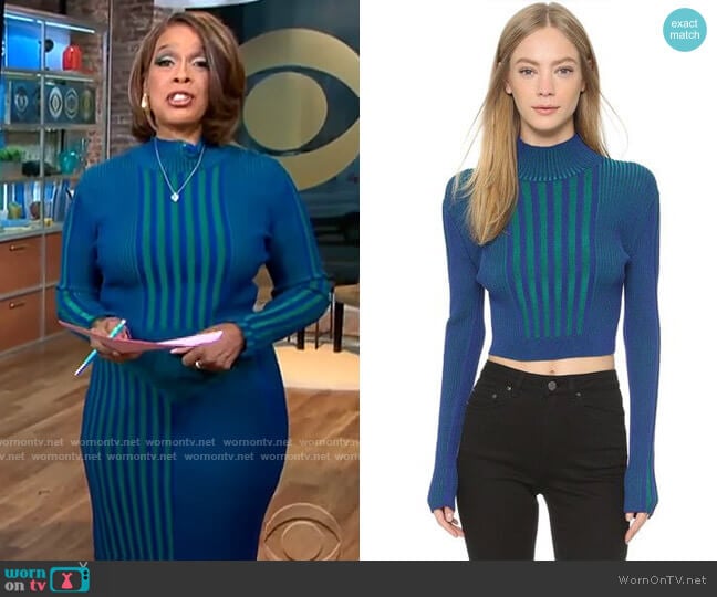 WornOnTV: Gayle King’s green and blue striped knit top and skirt set on ...