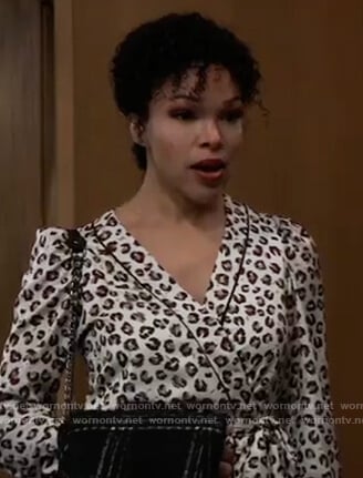 Portia’s leopard print wrap blouse on General Hospital