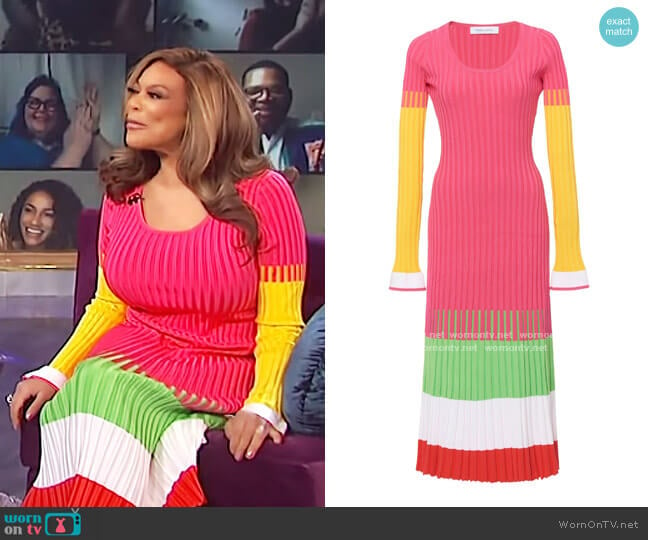 WornOnTV: Wendy’s ribbed colorblock midi dress on The Wendy Williams ...