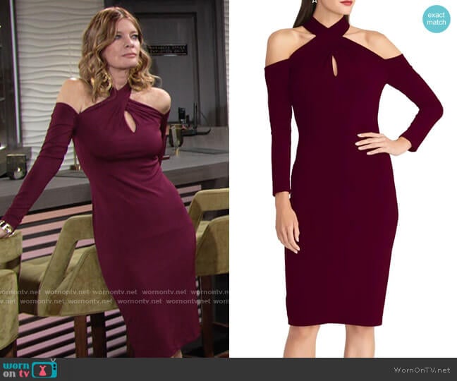 RACHEL Rachel Roy Simone Dress in Royal Plum worn by Phyllis Summers (Michelle Stafford) on The Young and the Restless