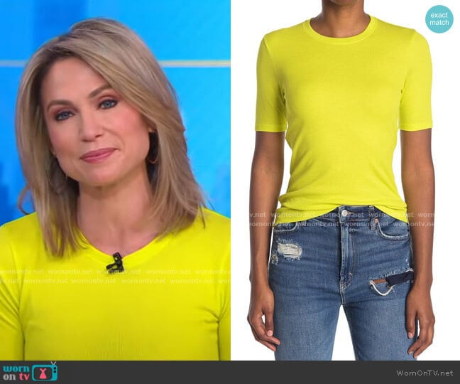 The Rib Slim T-Shirt by Rag & Bone worn by Amy Robach on Good Morning America