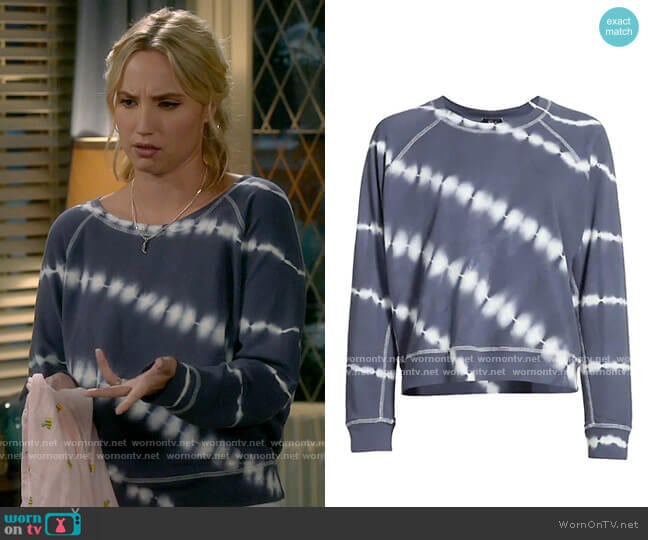 Rails Theo Navy Tie Dye Sweatshirt worn by Mandy Baxter (Molly McCook) on Last Man Standing