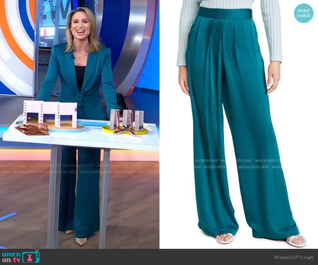 WornOnTV: Amy’s teal tie waist jacket and pants on Good Morning America ...