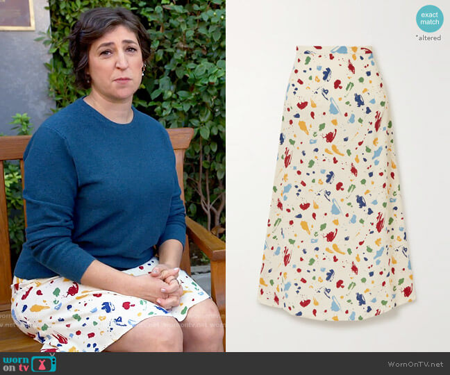 Reformation Bea Skirt in Painted Lady worn by Kat Silver (Mayim Bialik) on Call Me Kat