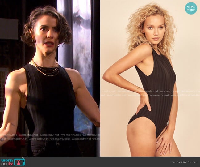 Bells Bodysuit by Reformation worn by Sarah Horton (Linsey Godfrey) on Days of our Lives