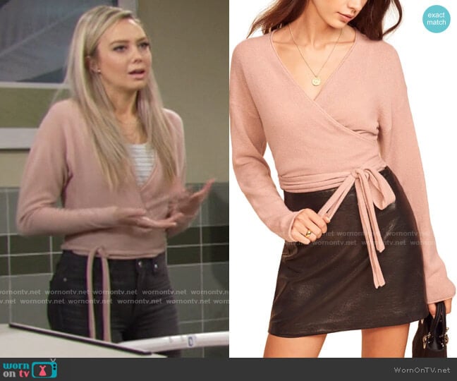 WornOnTV Abby’s pink wrap sweater on The Young and the Restless Melissa Ordway Clothes and