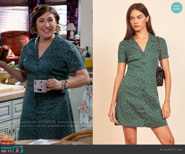 Reformation Hilde Dress worn by Kat Silver (Mayim Bialik) on Call Me Kat