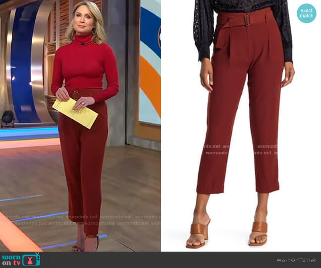 WornOnTV: Amy’s red turtleneck sweater and belted pants on Good Morning ...