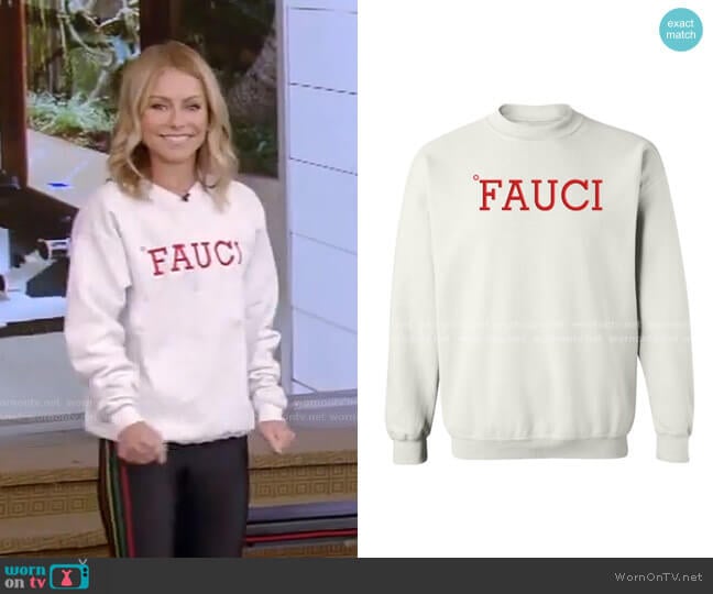 Fauci Sweatshirt by Resttee worn by Kelly Ripa on Live with Kelly and Mark